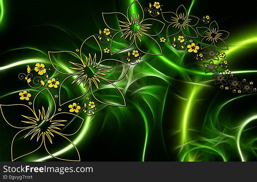 Green, Flora, Fractal Art, Leaf