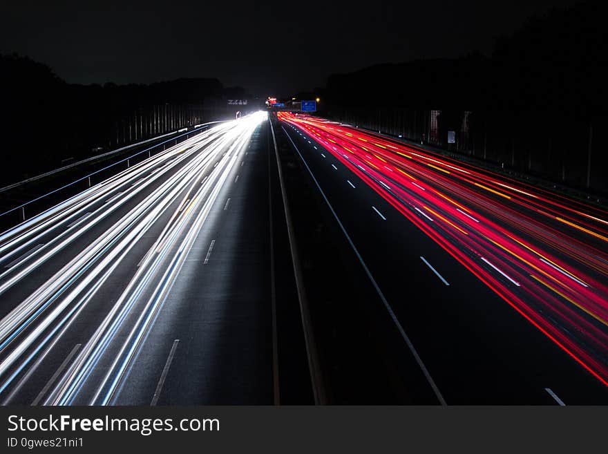 Light Trails on Highway at Night