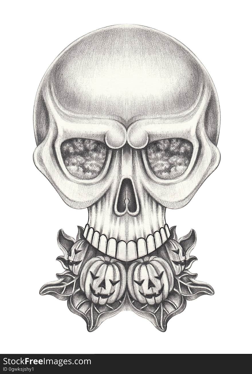 Art surreal skull.