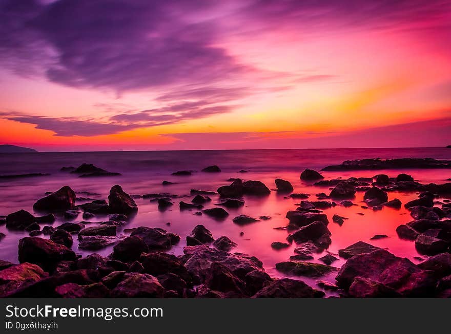 Scenic View of Sea during Sunset