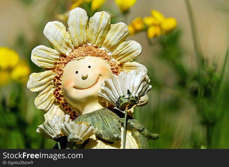 Sunflower With Face Figurine