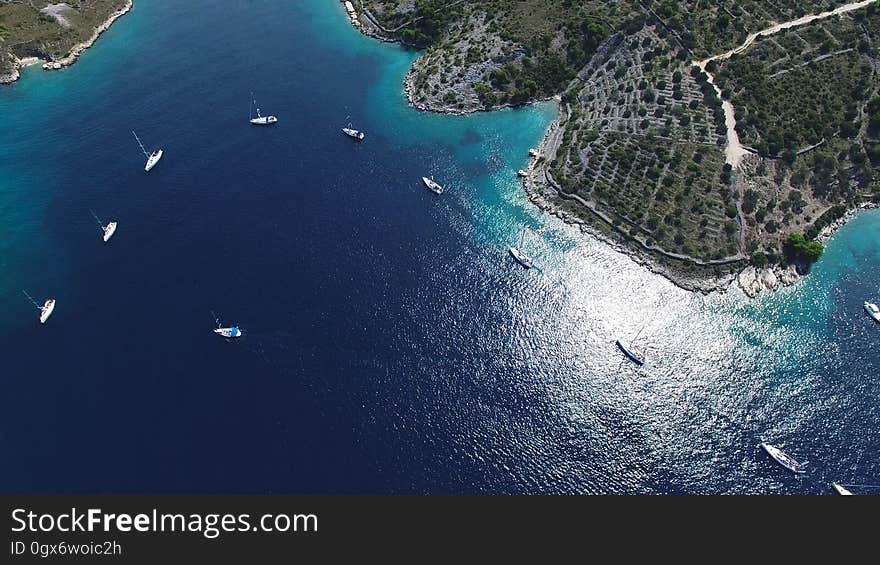 An aerial view of the Mediterranean coast.