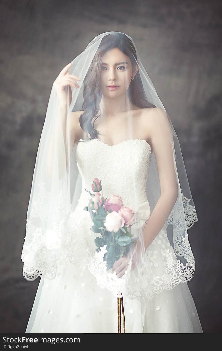 Gown, Wedding Dress, Veil, Bride