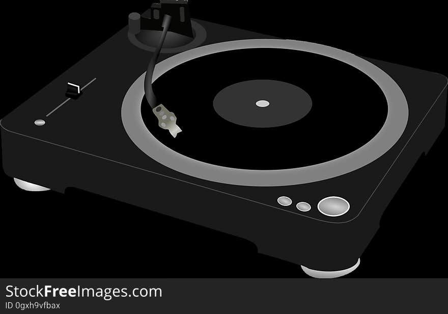 Black, Black And White, Record Player, Technology