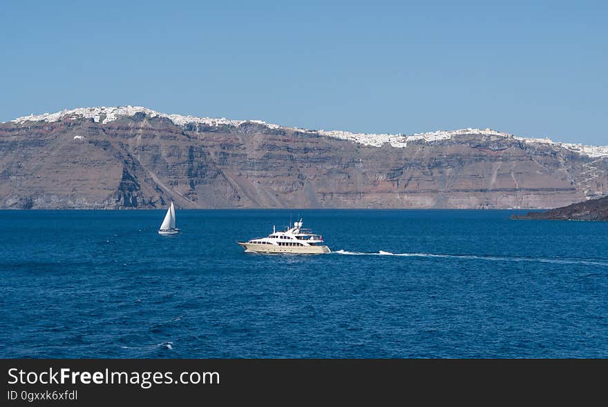 White Ship in the Middle of Ocean at Daytime