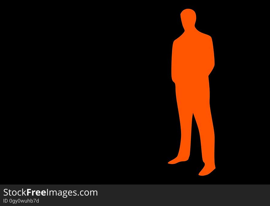 Black, Standing, Silhouette, Orange