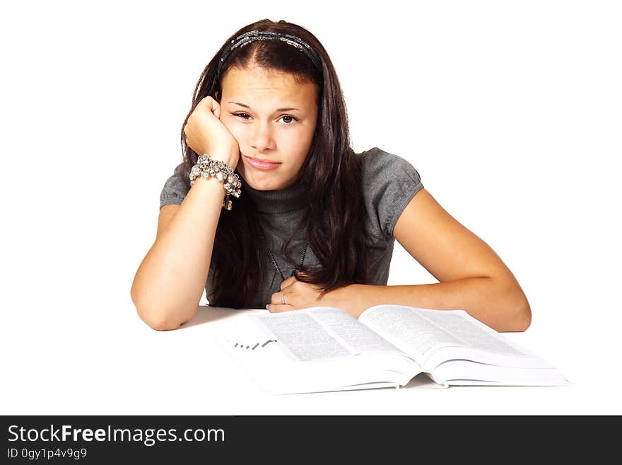 Sitting, Girl, Black Hair, Long Hair