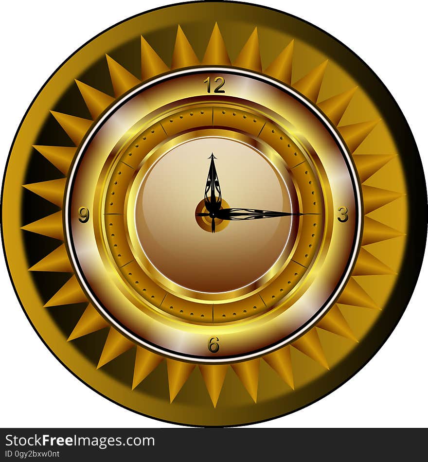 Yellow, Clock, Circle, Wall Clock