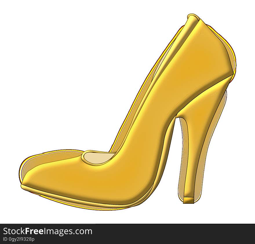 Footwear, High Heeled Footwear, Yellow, Shoe