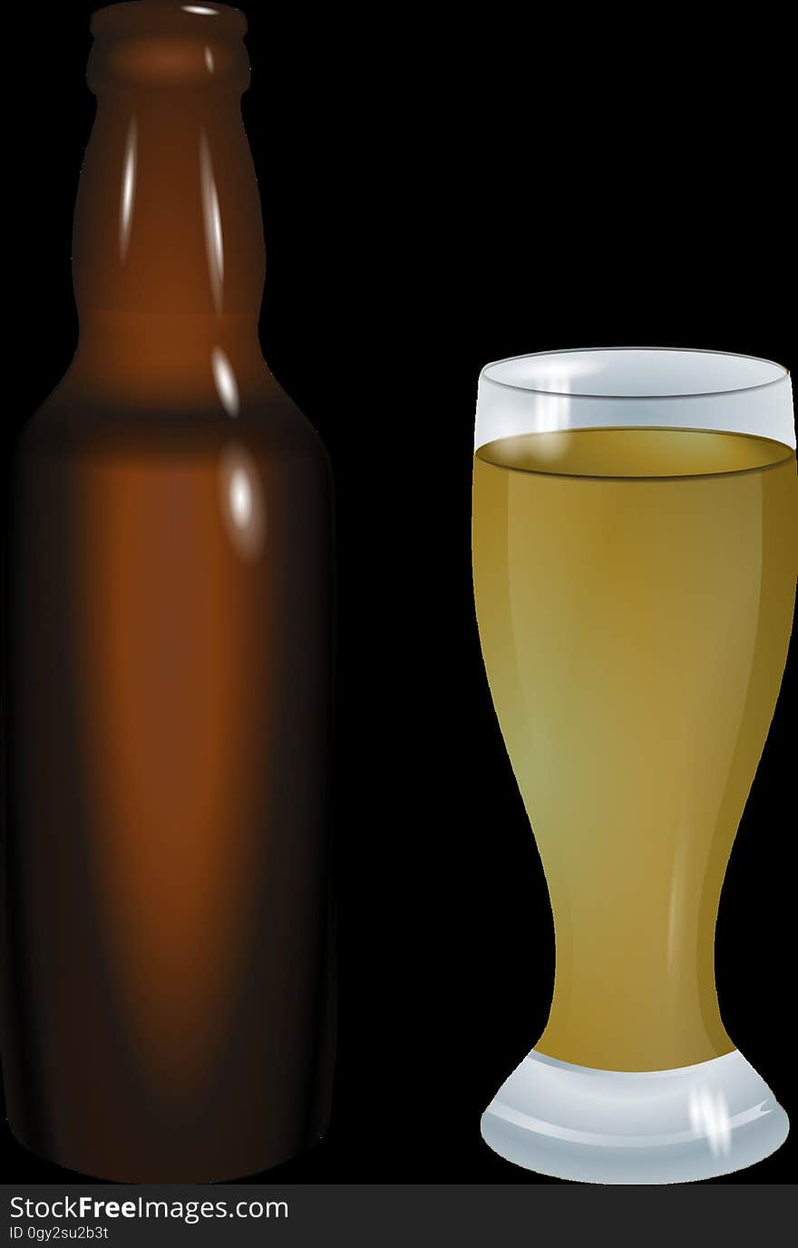 Beer Glass, Bottle, Beer Bottle, Pint Glass