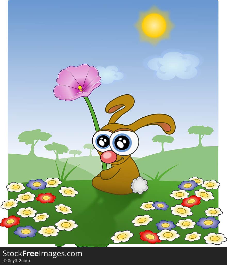 Flower, Cartoon, Vertebrate, Rabits And Hares