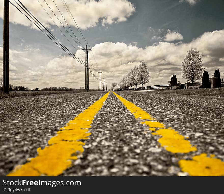 Road, Yellow, Sky, Lane