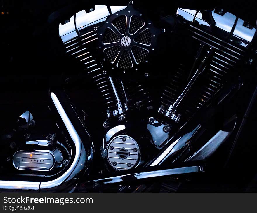 Black Motorcycle Engine