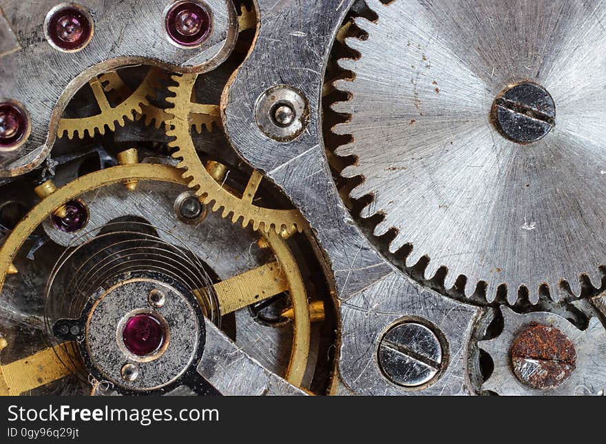 Gray and Gold Steel Gears