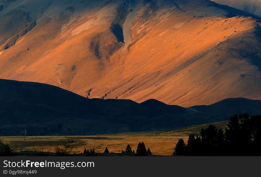 The Two Thumb Range form the eastern boundary to the McKenzie basin in the high country of Canterbury New Zealand. The Two Thumb Range form the eastern boundary to the McKenzie basin in the high country of Canterbury New Zealand.