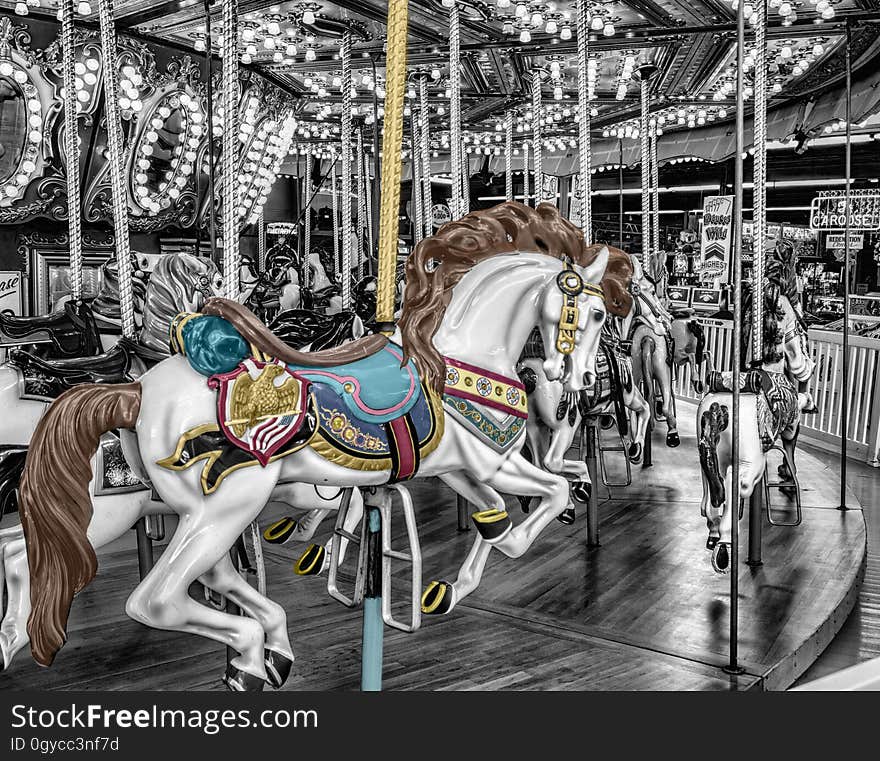 Amusement Ride, Carousel, Horse, Amusement Park