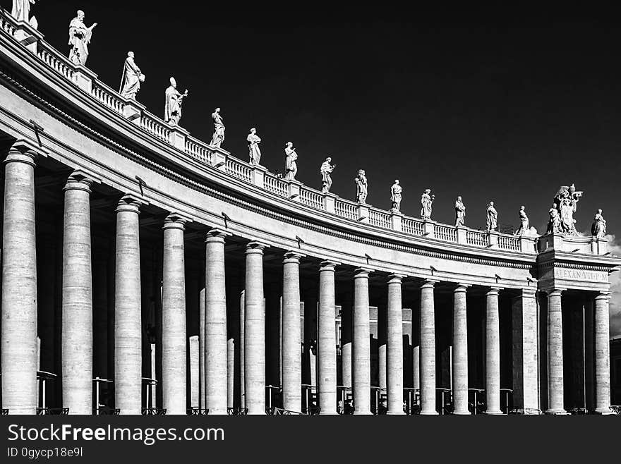 Landmark, Black And White, Column, Structure