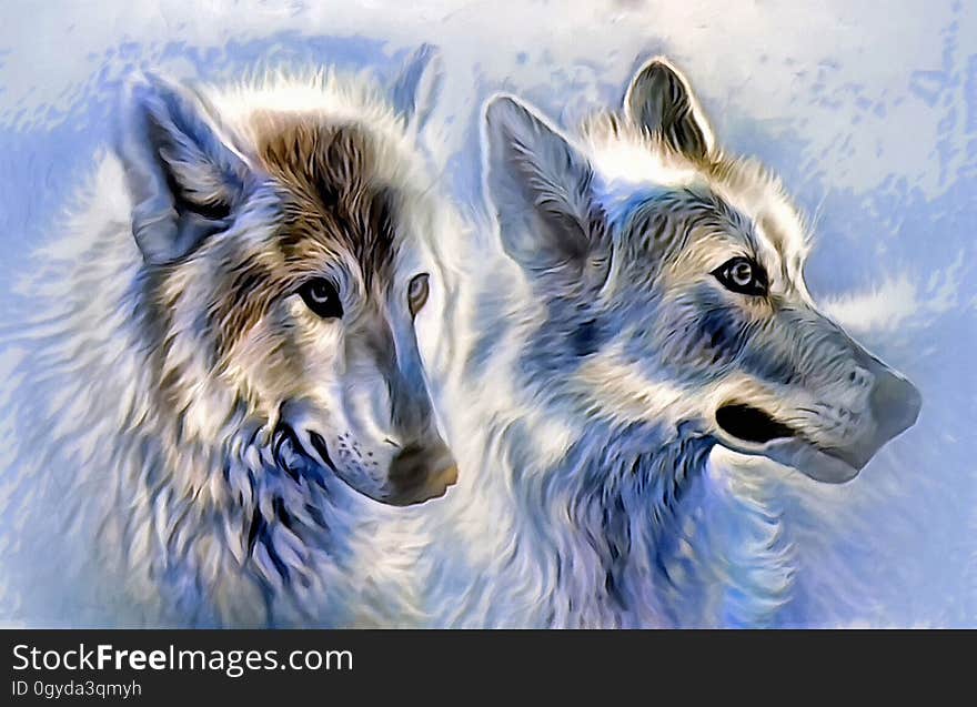 Wolf, Wildlife, Painting, Dog Like Mammal