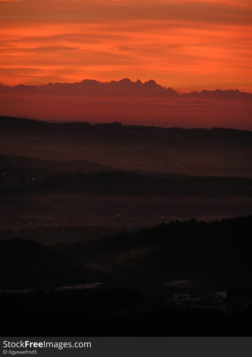 Sky, Red Sky At Morning, Afterglow, Horizon