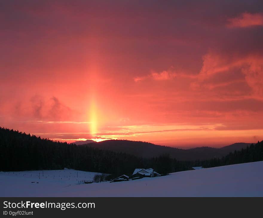 Sky, Red Sky At Morning, Afterglow, Sunrise