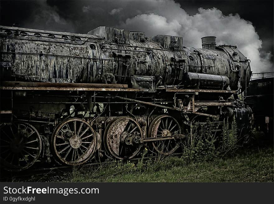 Track, Black And White, Locomotive, Transport