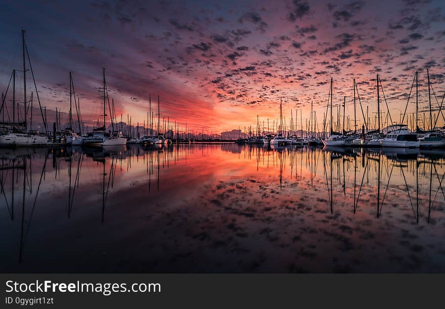 Reflection, Sky, Waterway, Marina