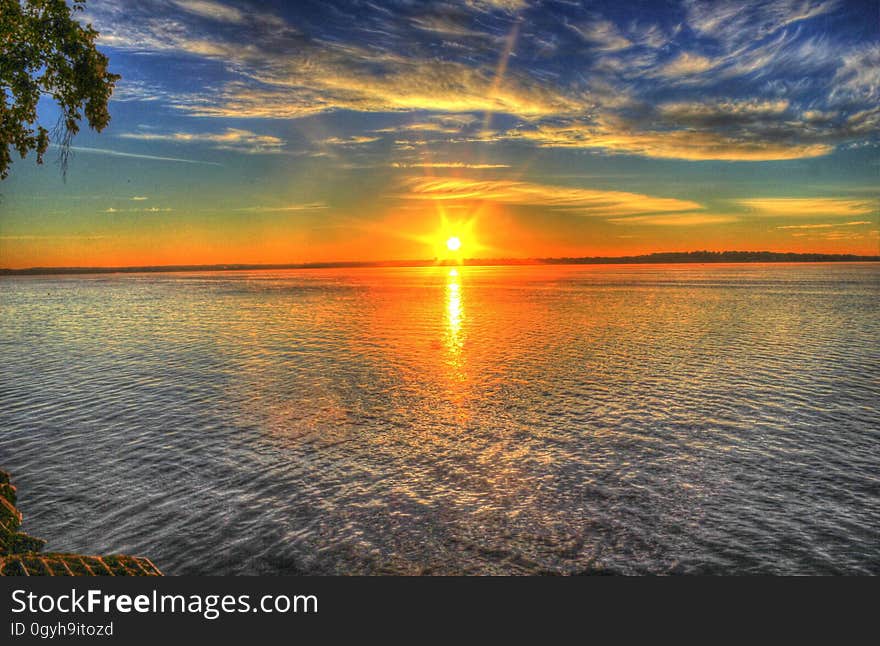 Horizon, Sky, Sunset, Reflection