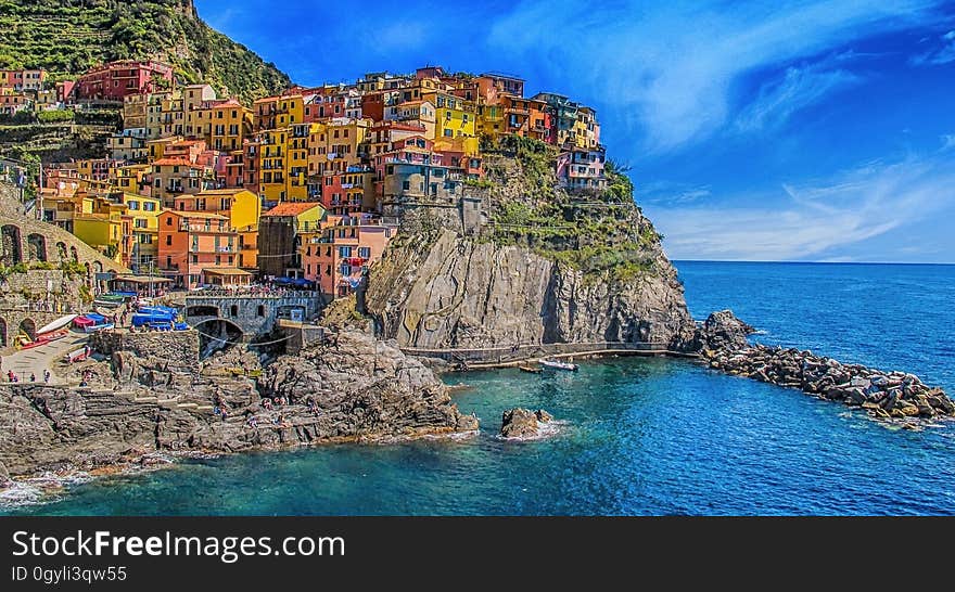 Panoramic View of Sea Against Blue Sky