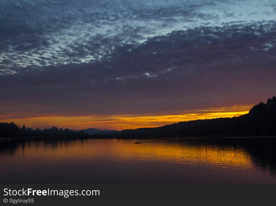 Sunset on Foster Lake, Oregon