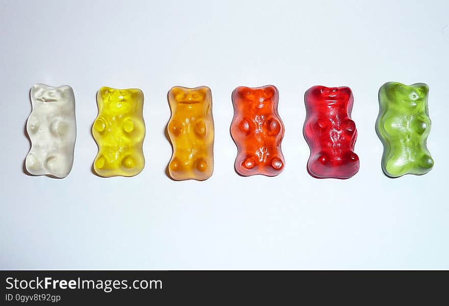 Gummy Bears in a White Surface