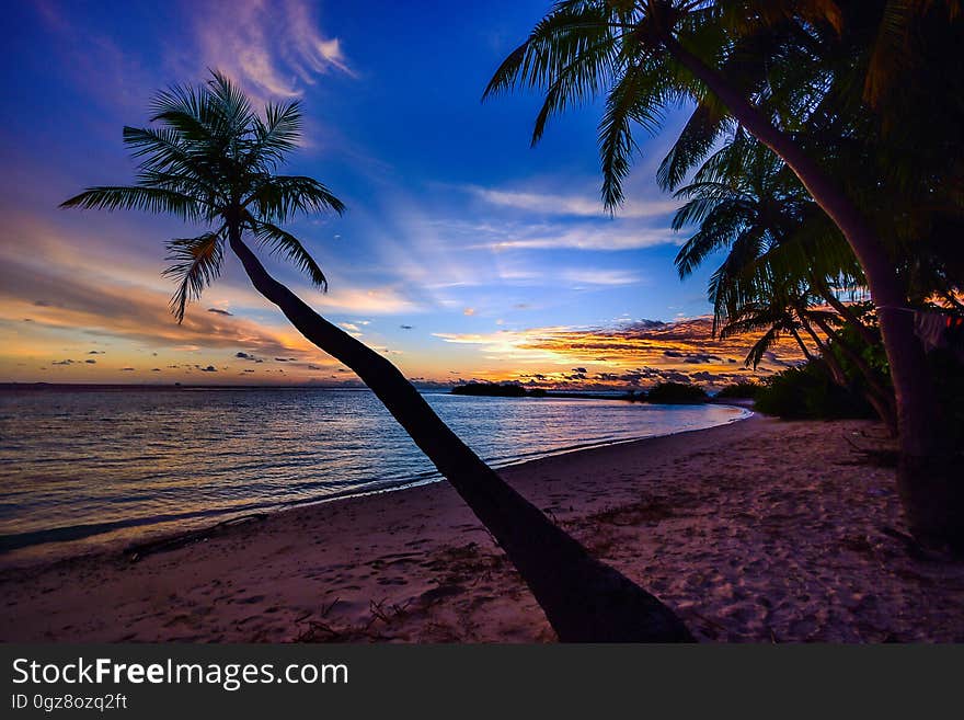 A beautiful sunset on a tropical beach.