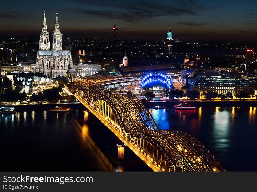 Cityscape, City, Reflection, Night