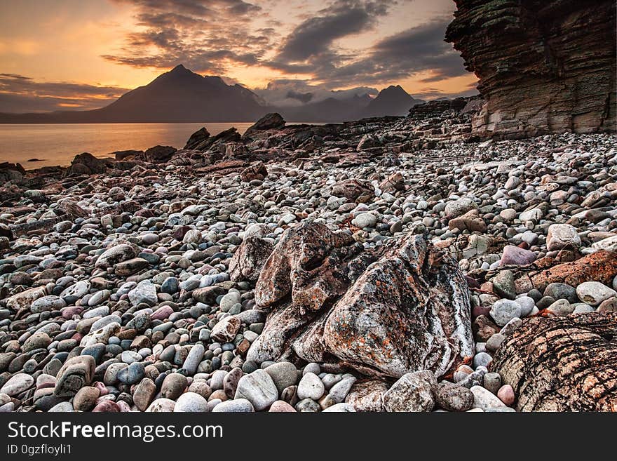 Rock, Shore, Sky, Sea