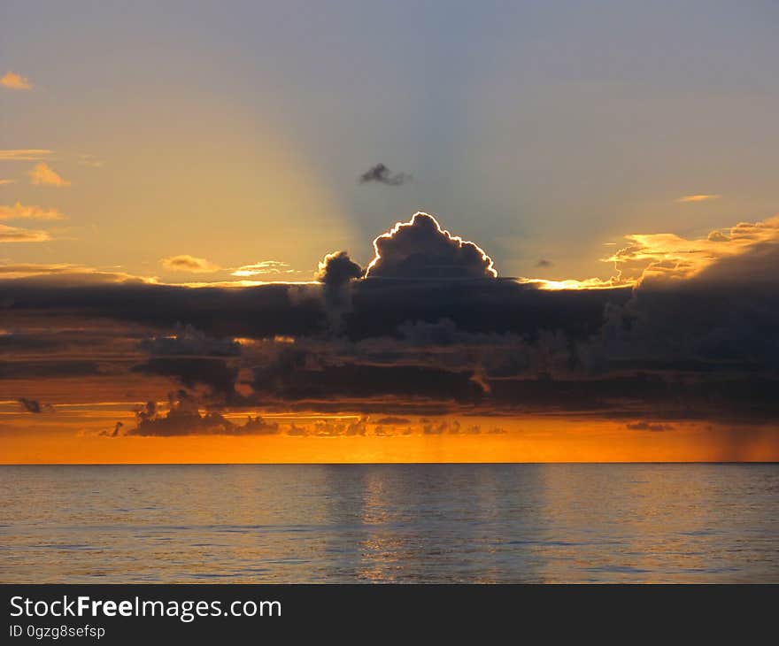 Sky, Afterglow, Horizon, Sunset