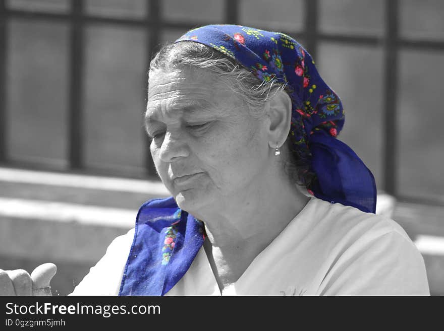 Blue, Headgear, Senior Citizen, Human