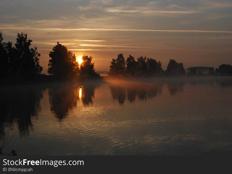 Reflection, Sunrise, Sky, Dawn