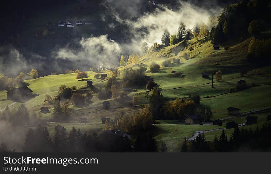 Green Mountain Under Blue Sky