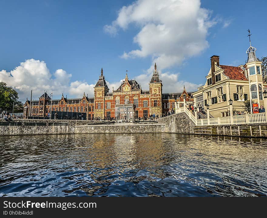 Medieval buildings along side of canal in city. Medieval buildings along side of canal in city.