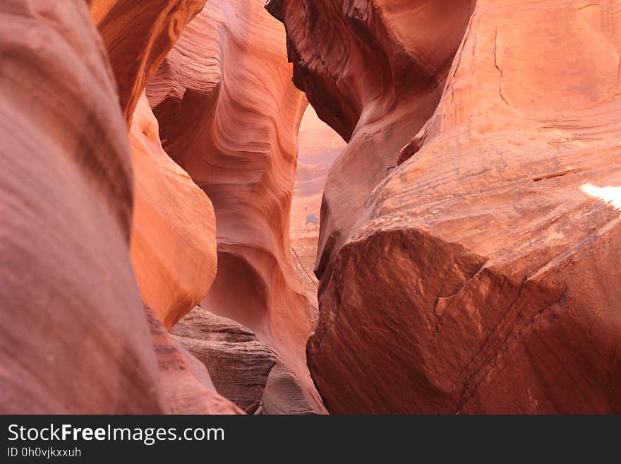 A view inside a slot canyon.