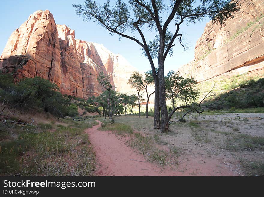 Landscape with rock formations with cliffs.