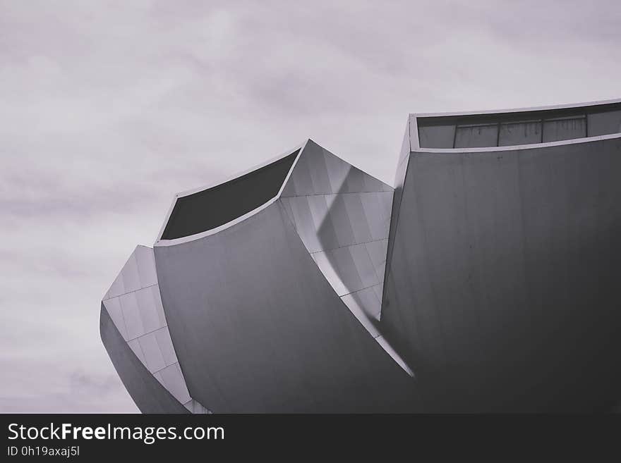 Exterior angles of modern architecture in black and white.