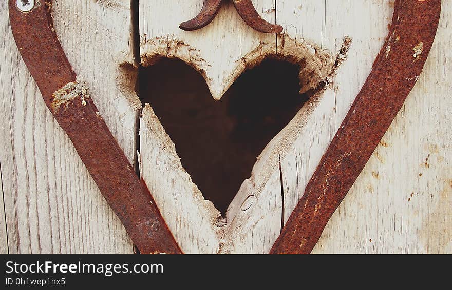 Beige Wooden Heart Hole