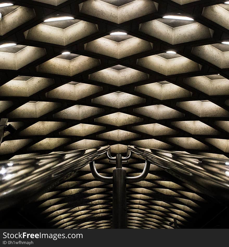 Brown and Black Ceiling With Lighted Lights