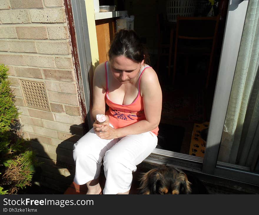 Lisa having an ice cream. Lisa having an ice cream