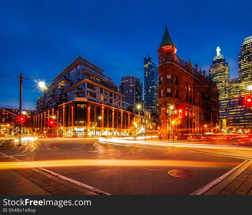 View of City Street at Night