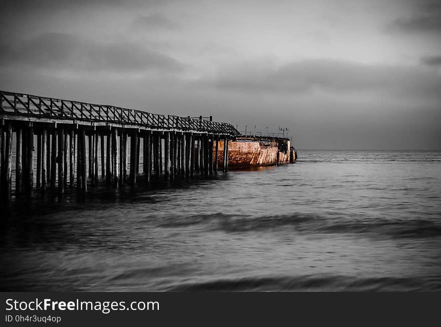 Sea, Pier, Sky, Body Of Water