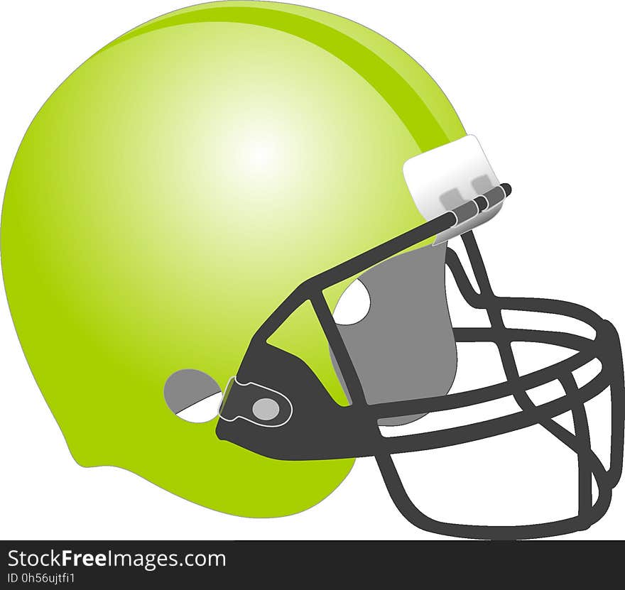 Helmet, Green, Yellow, Protective Equipment In Gridiron Football