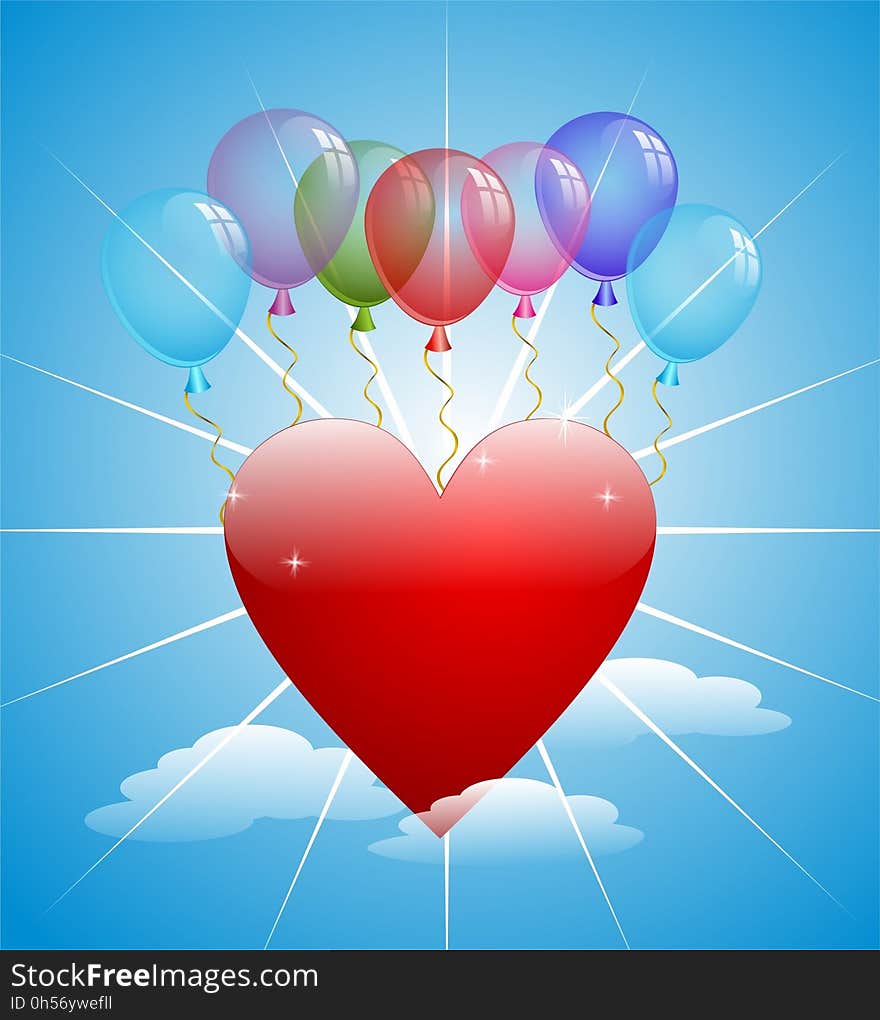 Balloon, Sky, Computer Wallpaper, Heart