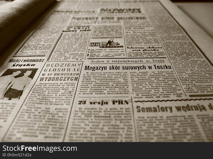 Newspaper, Text, Font, Wood