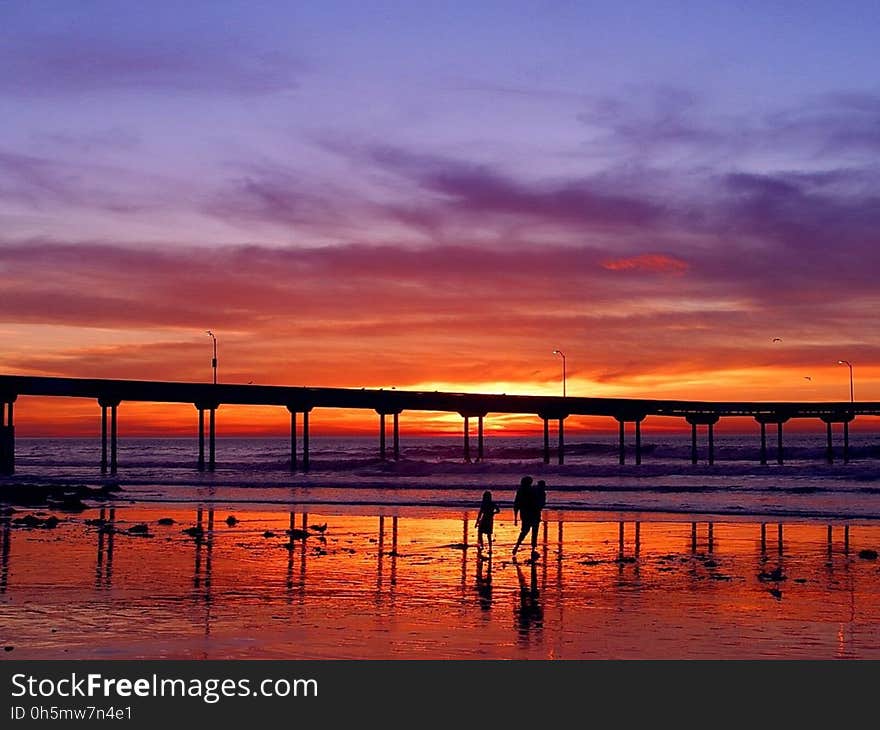 Horizon, Sky, Afterglow, Sunset